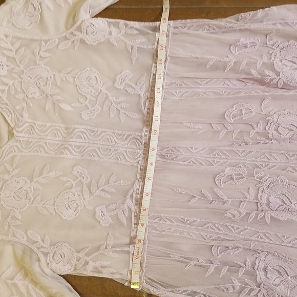 Tea N Rose Womens Shortsleeve Sheer Lined Lavender Maxi Dress - Picture 9 of 12